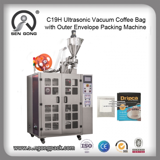 Máquina de embalagem de saco de café por gotejamento com envelope externo